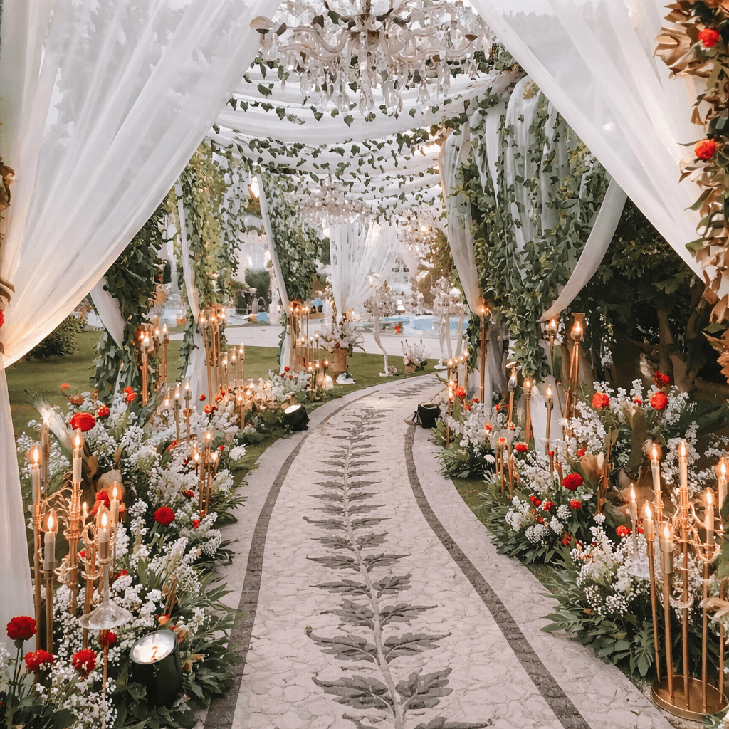 Twilight garden walkway